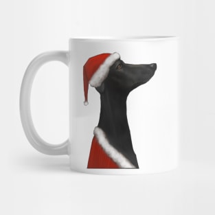 Christmas Black Greyhound Mug